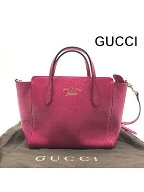 Gucci Leather 2-Way Bag Crossbody Pink